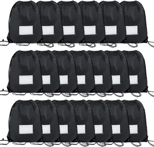 20 Pcs Drawstring Bags,Bulk Draw String Backpack, DIY Gym Sports Cinch Bag Sackpack for Women Men, Black