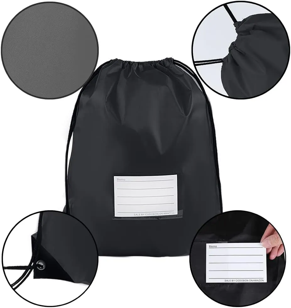 20 Pcs Drawstring Bags,Bulk Draw String Backpack, DIY Gym Sports Cinch Bag Sackpack for Women Men, Black