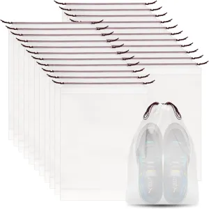 22PCS Shoe Bags for Travel, 11.8" x 15.7" Portable Drawstring Clear Travel Shoe Bags for Packing, Travel Essentials for Men and Women