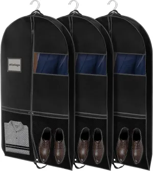 3 Pack 43" Garment Bag Suit Bag Garment Bags for Travel Duffle Bags for Hanging Clothes Storage Bag Carry on Garment Bag, Ideal for Wardrobes, Blazers, Dresses, Coats