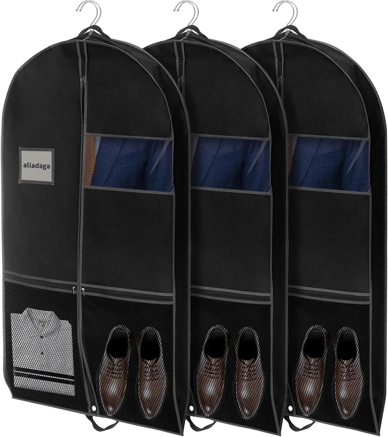 3 Pack 43" Garment Bag Suit Bag Garment Bags for Travel Duffle Bags for Hanging Clothes Storage Bag Carry on Garment Bag, Ideal for Wardrobes, Blazers, Dresses, Coats
