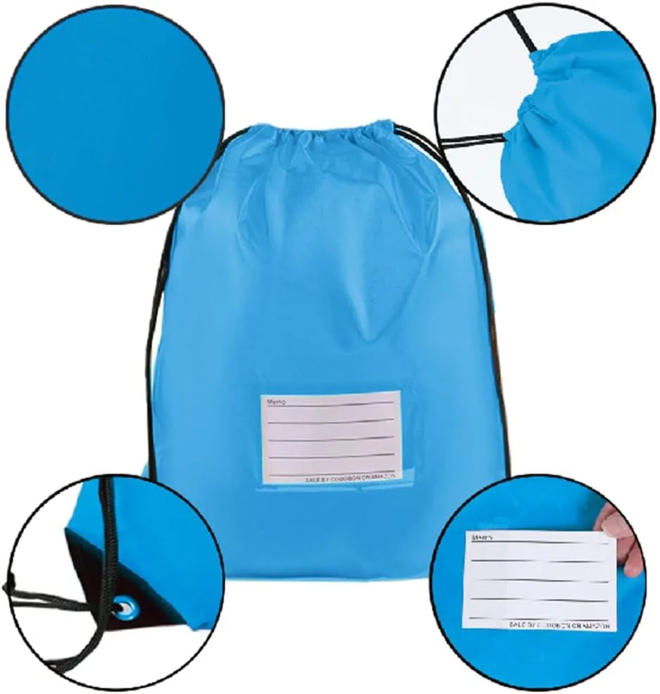 30 Pack Drawstring Bags,Bulk Draw String Backpack, DIY Gym Sports Cinch Bag Sackpack for Women Men, Sky Blue