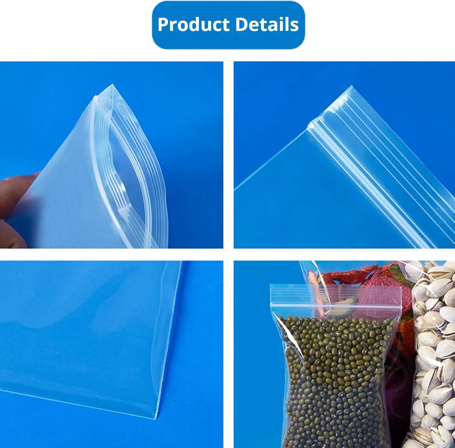 400 Count 3" x 5" Clear Plastic Bags 2.6 Mil Resealable Zipper Poly Storage Bags for Bakery Cookies Goodies Jewelry etc Small Items