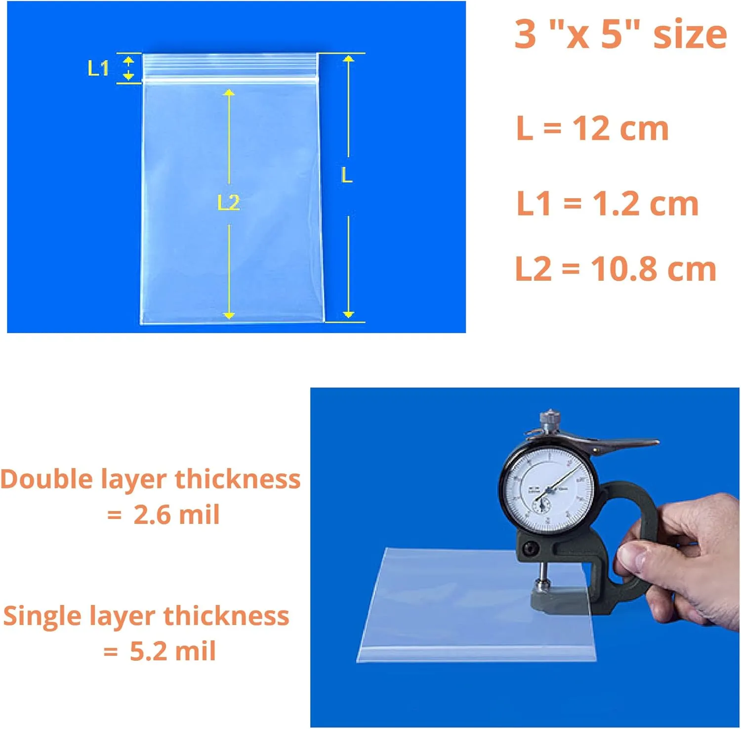 400 Count 3" x 5" Clear Plastic Bags 2.6 Mil Resealable Zipper Poly Storage Bags for Bakery Cookies Goodies Jewelry etc Small Items