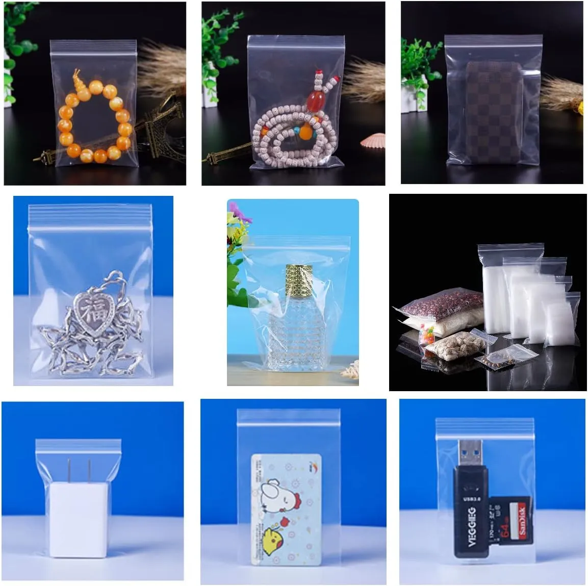 400 Count 3" x 5" Clear Plastic Bags 2.6 Mil Resealable Zipper Poly Storage Bags for Bakery Cookies Goodies Jewelry etc Small Items