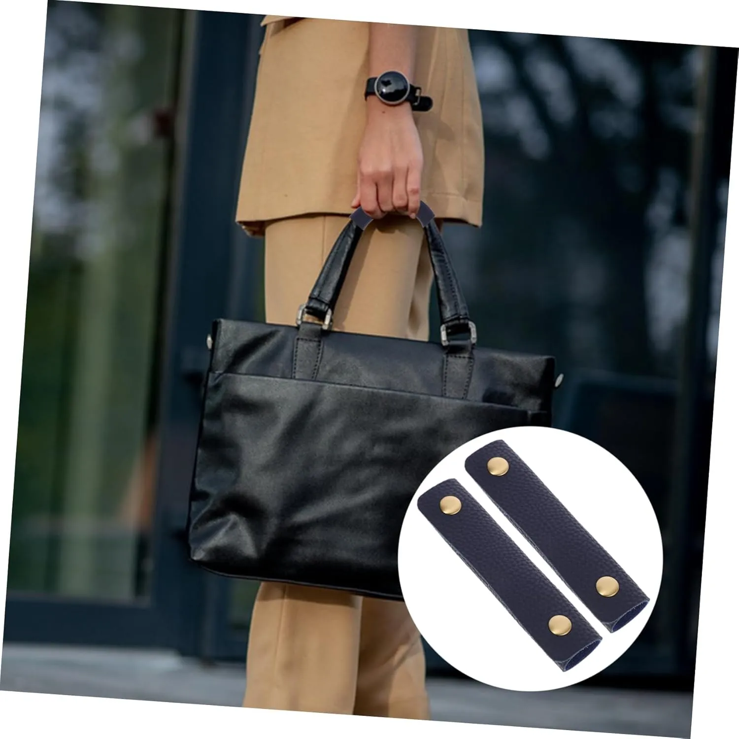 6 Pcs Leather Handle Wallet Handle Protector Bag Handle Supplies Duffel Bag Hand Protector Tote Handle Decompression Strap Purse Handle Saddle Pu Leather Sleeve Luggage Handle Belt
