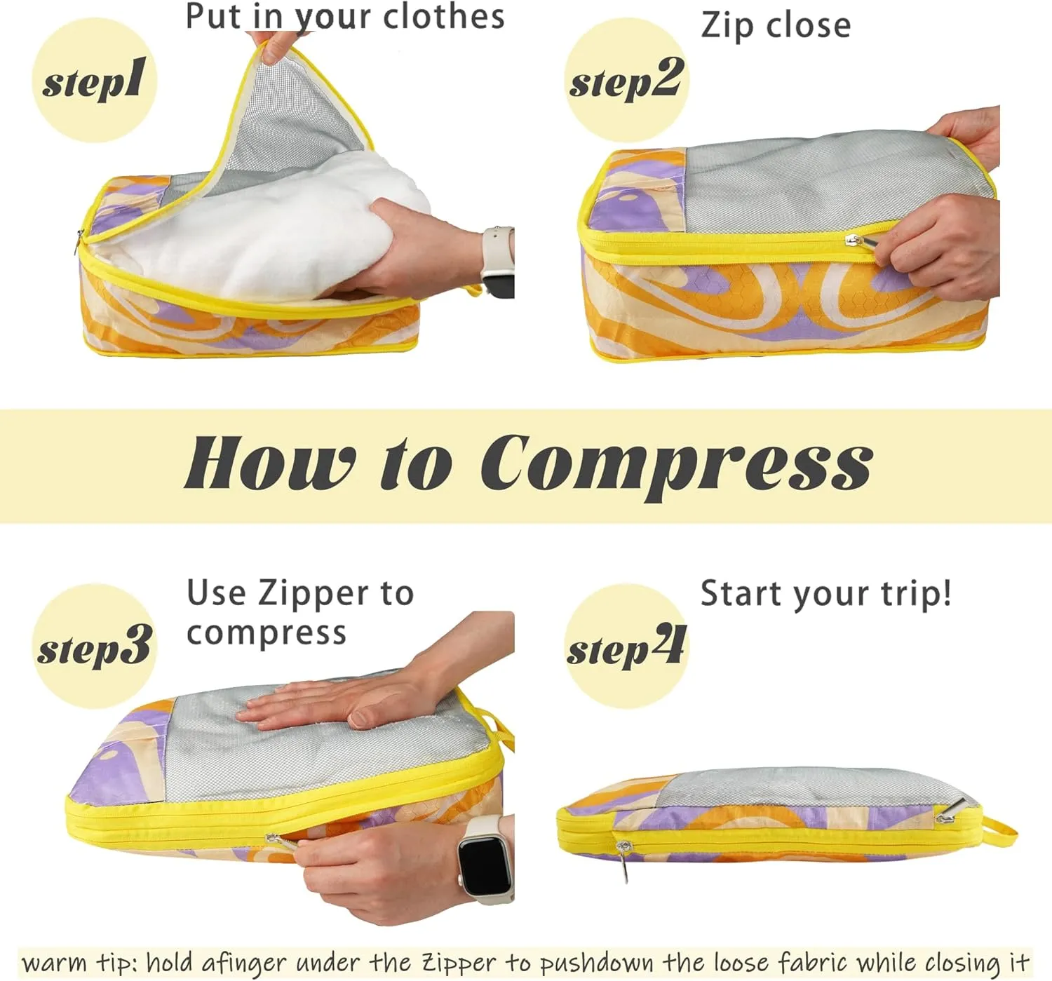 7 Pcs Compression Packing Cubes Travel for Suitcases, Luggage Organizer Washable Storage Bags Set for Backpack Travel- Packaging Cubes for Carry-Ons and Storage
