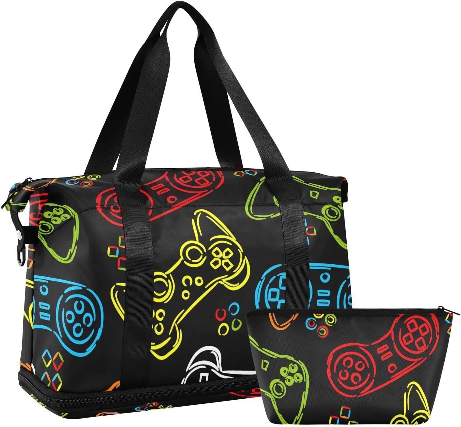 Abstract Colourful Line Joystick Mens Duffel Bags for Traveling Expandable Gym Duffel Bags for Men, Carry on Duffle Bags for Airplanes