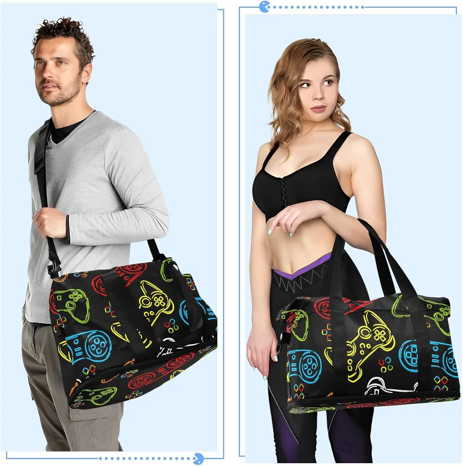 Abstract Colourful Line Joystick Mens Duffel Bags for Traveling Expandable Gym Duffel Bags for Men, Carry on Duffle Bags for Airplanes