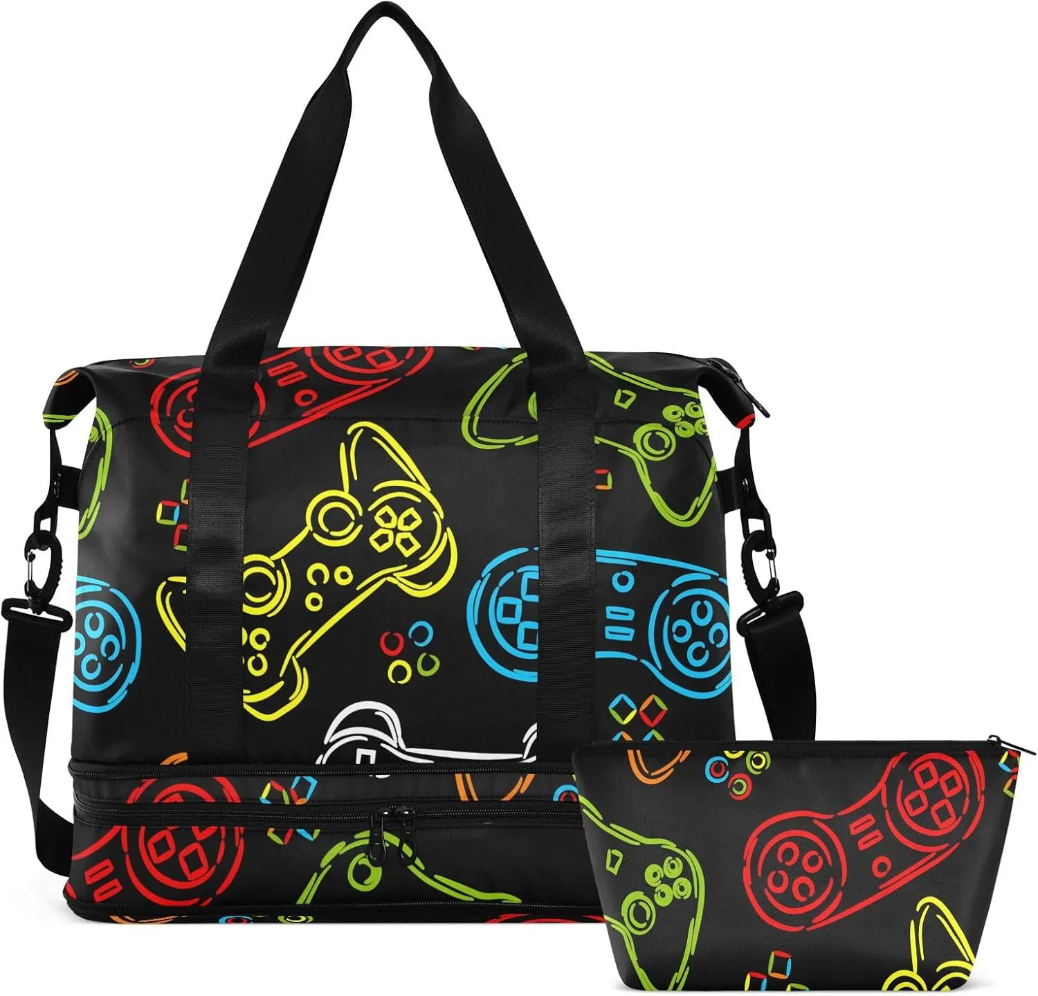 Abstract Colourful Line Joystick Mens Duffel Bags for Traveling Expandable Gym Duffel Bags for Men, Carry on Duffle Bags for Airplanes