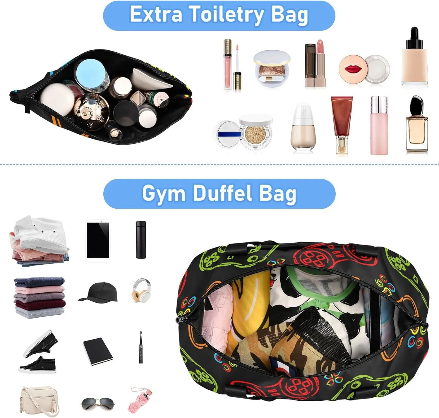 Abstract Colourful Line Joystick Mens Duffel Bags for Traveling Expandable Gym Duffel Bags for Men, Carry on Duffle Bags for Airplanes