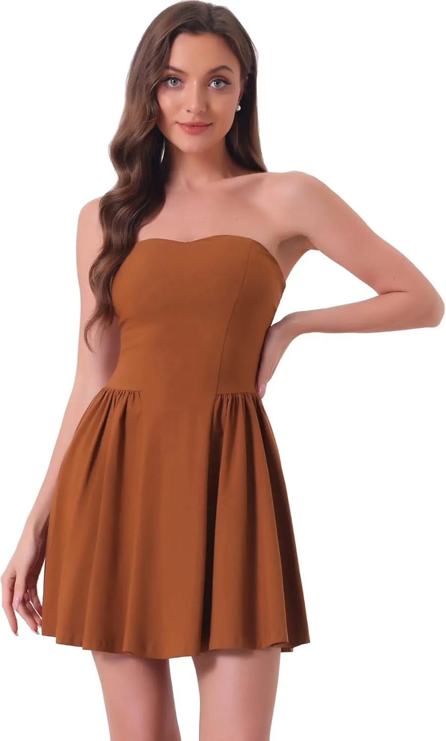 Allegra K Women's Sexy Strapless Party Dress Sweetheart Neck Off Shoulder Sleeveless Mini Dress