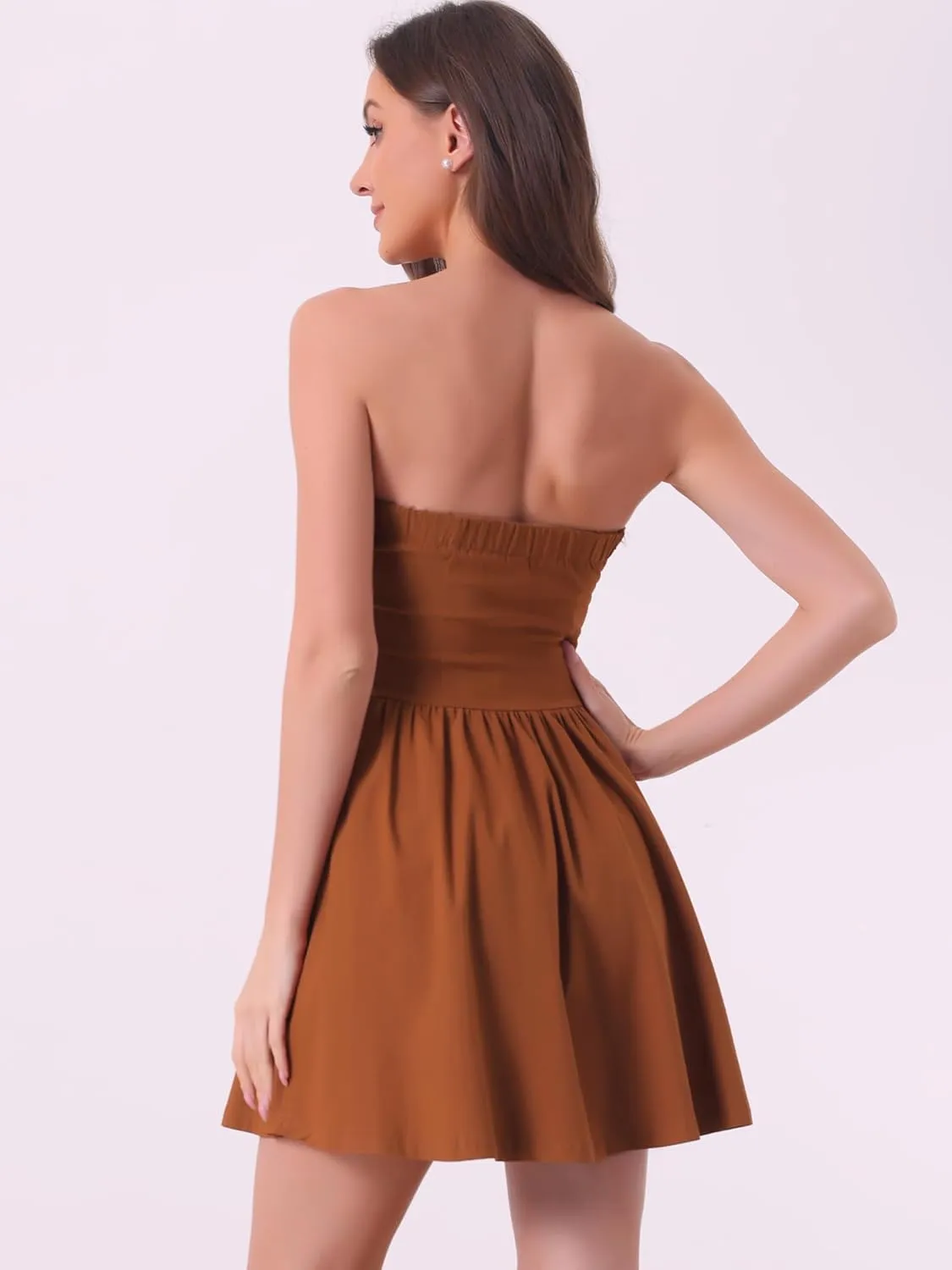 Allegra K Women's Sexy Strapless Party Dress Sweetheart Neck Off Shoulder Sleeveless Mini Dress