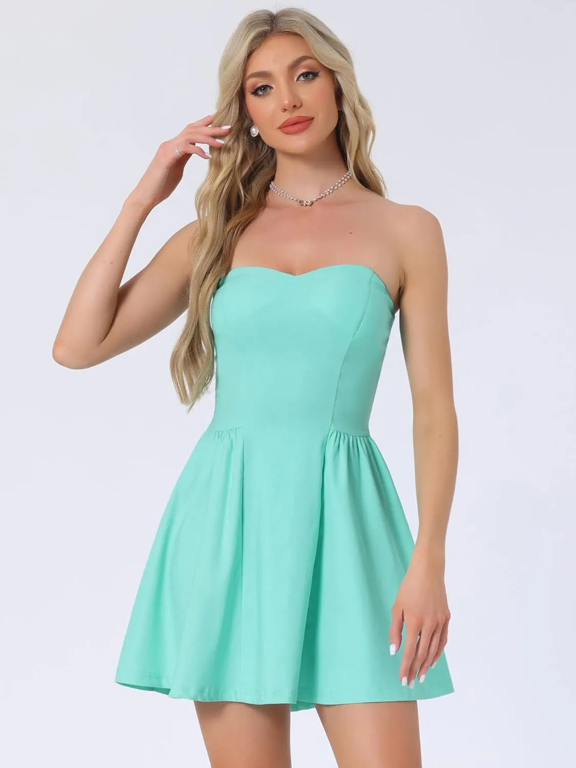 Allegra K Women's Sexy Strapless Party Dress Sweetheart Neck Off Shoulder Sleeveless Mini Dress