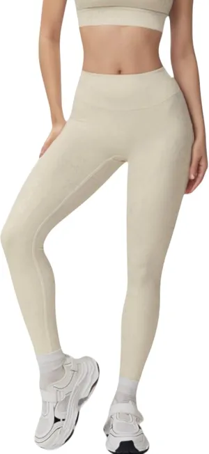 Anna-Kaci Women's High Waist Seamless Leggings with Subtle Textured Pattern