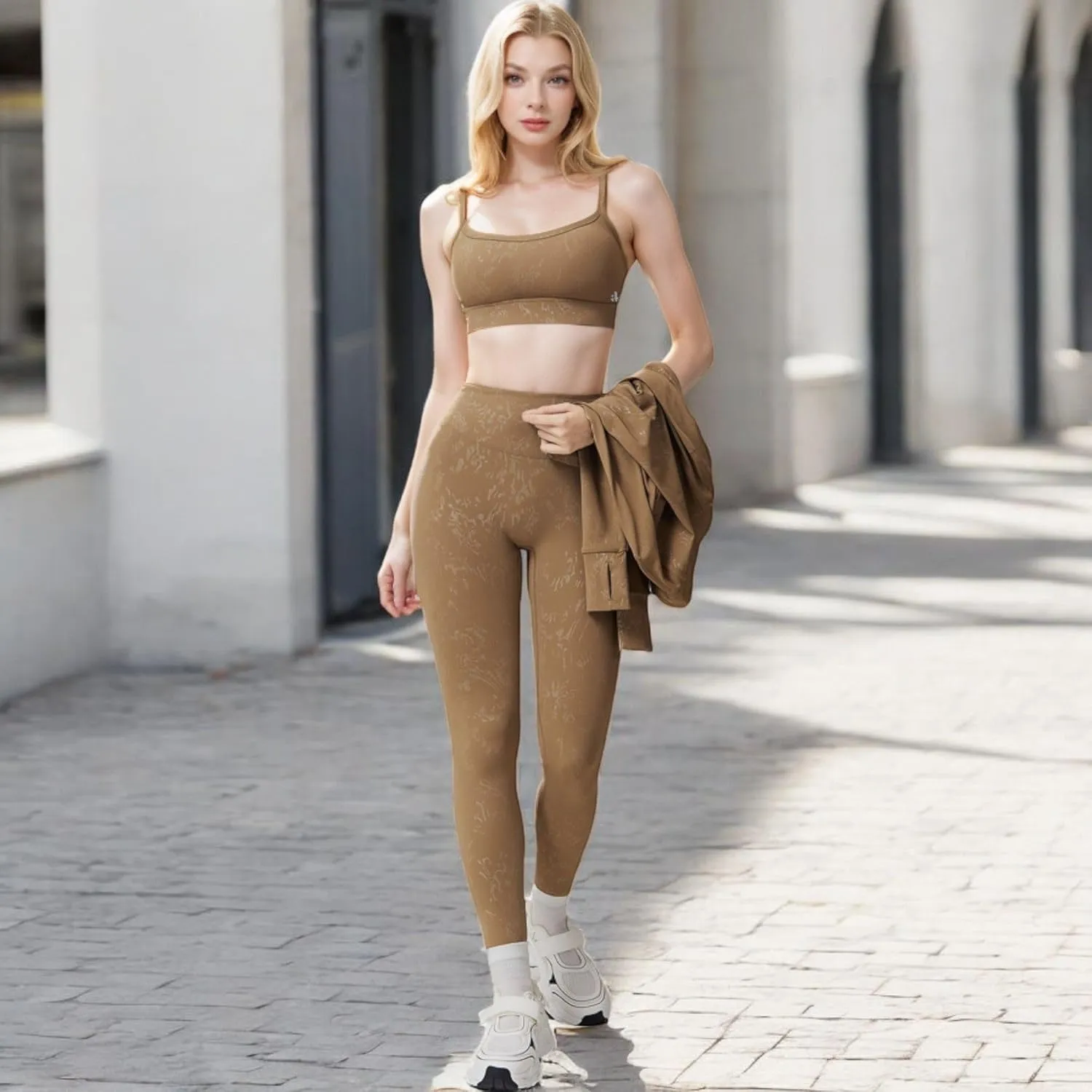 Anna-Kaci Women's High Waist Seamless Leggings with Subtle Textured Pattern