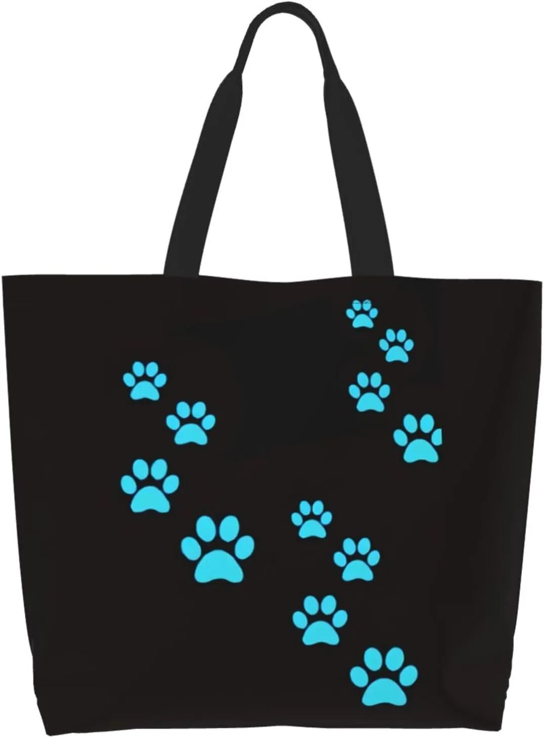 ASYG Cute Dog Cat Paw print Tote Bag for Women Men Beach Bag Portable Handbag Reusable Grocery Bag for Travel Gym Shopping