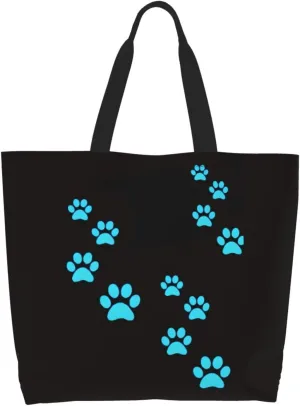 ASYG Cute Dog Cat Paw print Tote Bag for Women Men Beach Bag Portable Handbag Reusable Grocery Bag for Travel Gym Shopping