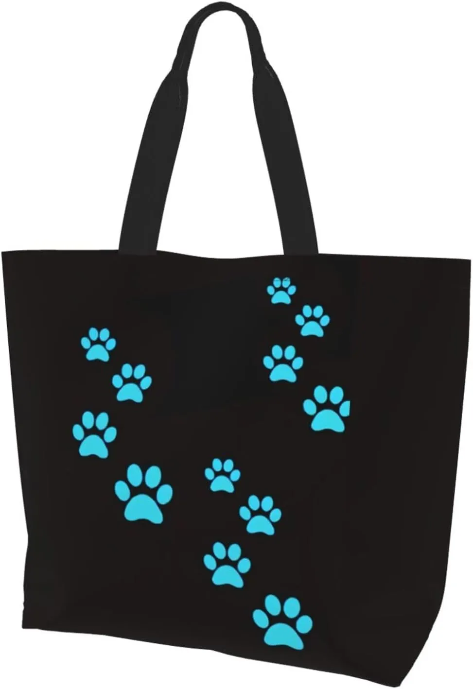 ASYG Cute Dog Cat Paw print Tote Bag for Women Men Beach Bag Portable Handbag Reusable Grocery Bag for Travel Gym Shopping