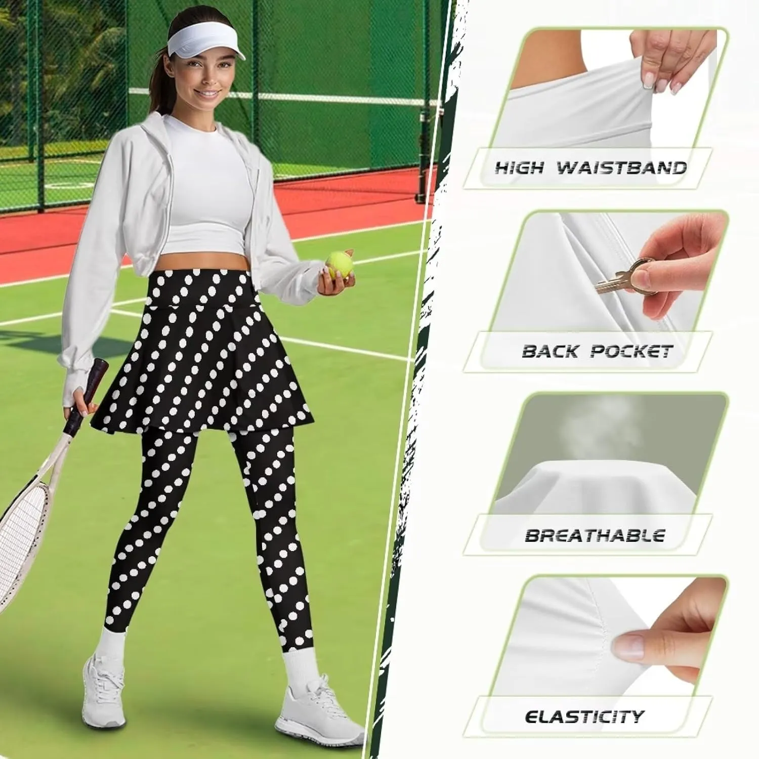 Athletic Skirt with Leggings 2025 Pickleball Clothes Gym Active with Back Pockets Spring Skirts