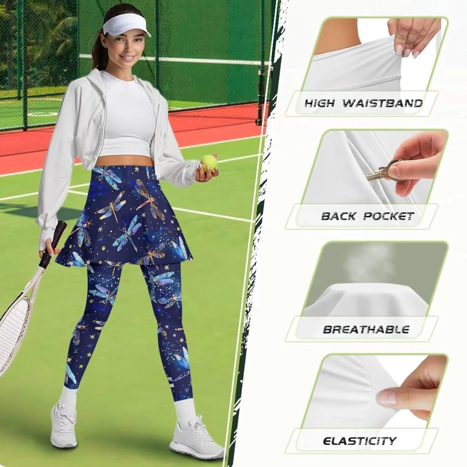 Athletic Skirt with Leggings 2025 Pickleball Clothes Gym Active with Back Pockets Spring Skirts