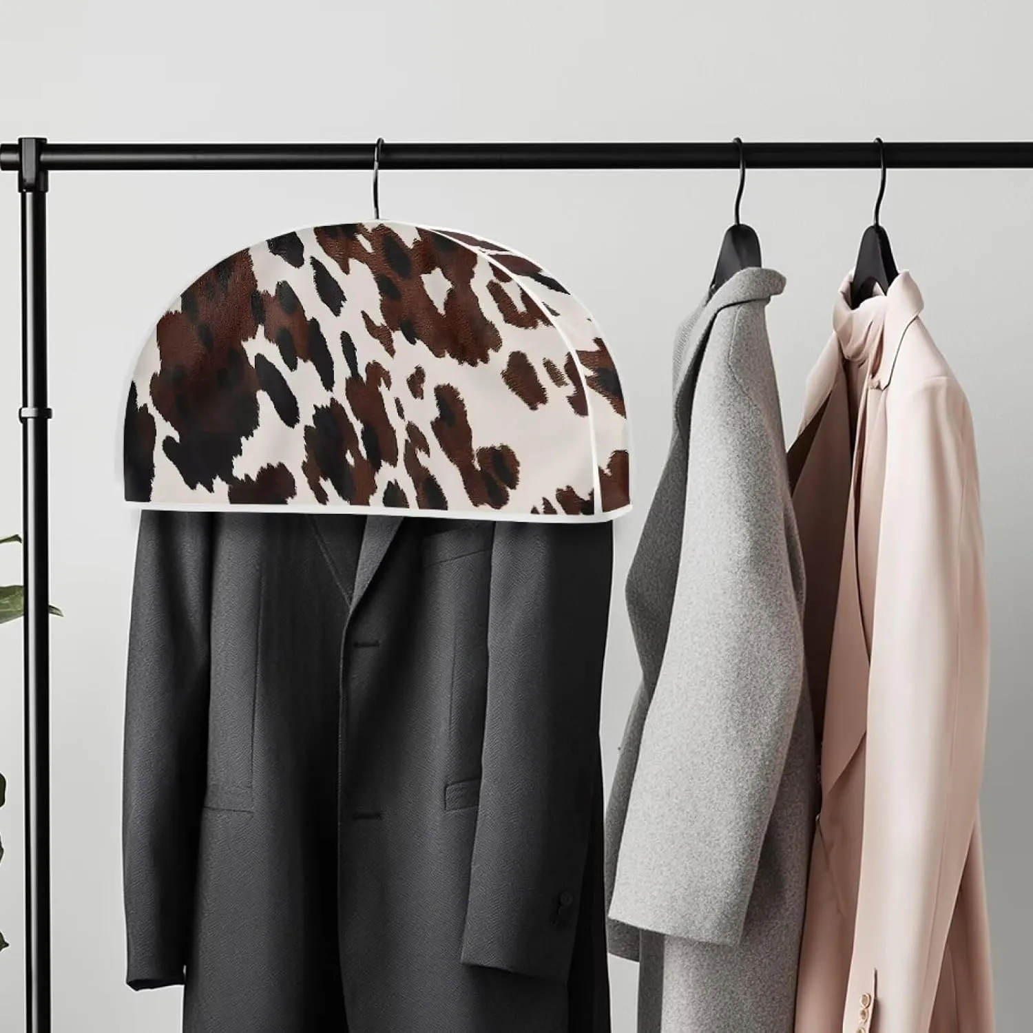 Babrukda Brown Milk Cow Print Garment Bags for Storage, Clothes Garment Rack Cover for Dress, Suit, Coat, Shirts Wardrobe Clothes Protector 12.48 x 24.61 Inch Hang Up Storage Bag, Cover Only