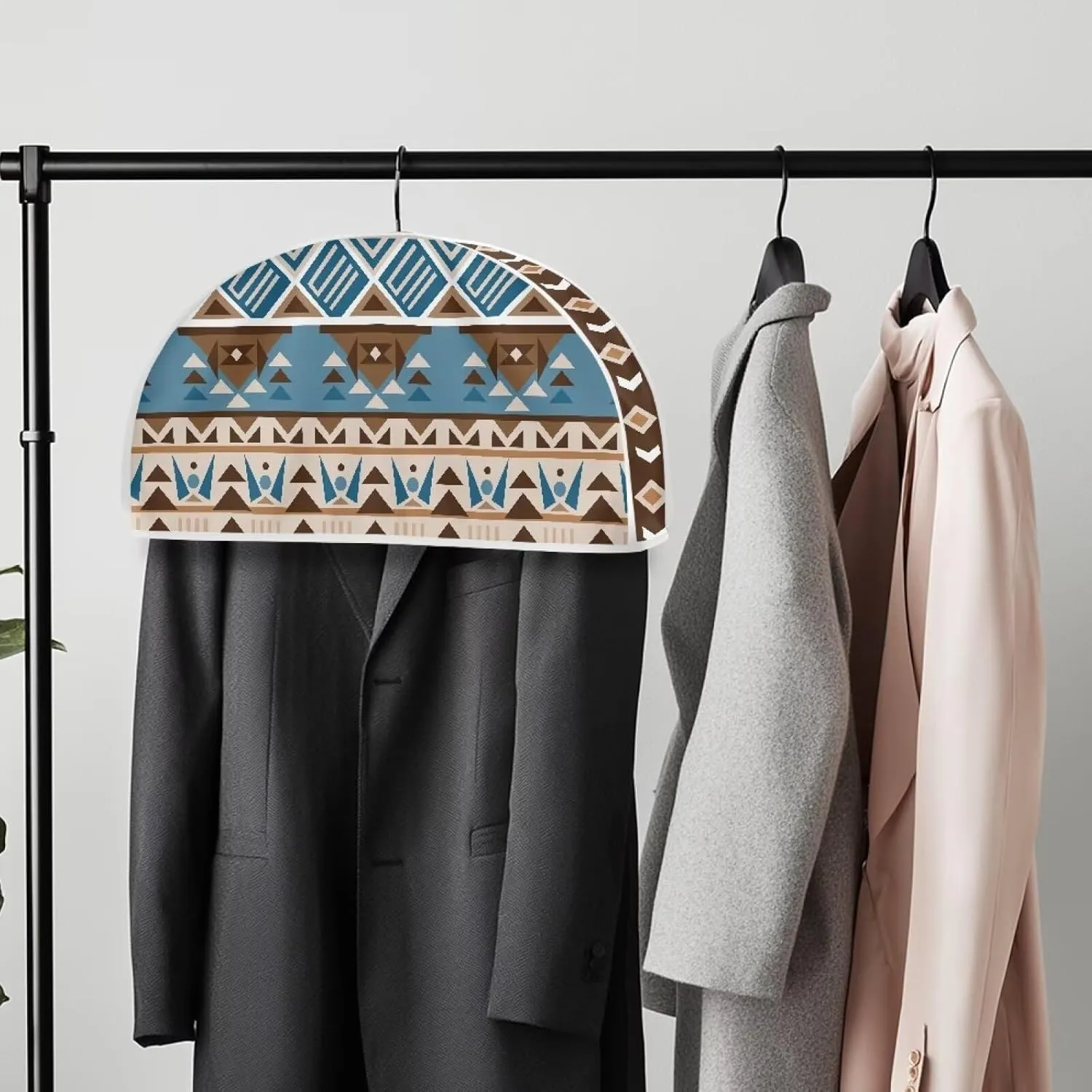 Babrukda Half Moon Clothes Dust Cover for Closet, Brown Southwestern Aztec Hanging Clothing Storage Bags for Dress, Suit, Coat, Shirts Travel Garment Bag for Farmhouse Decor, Cover Only
