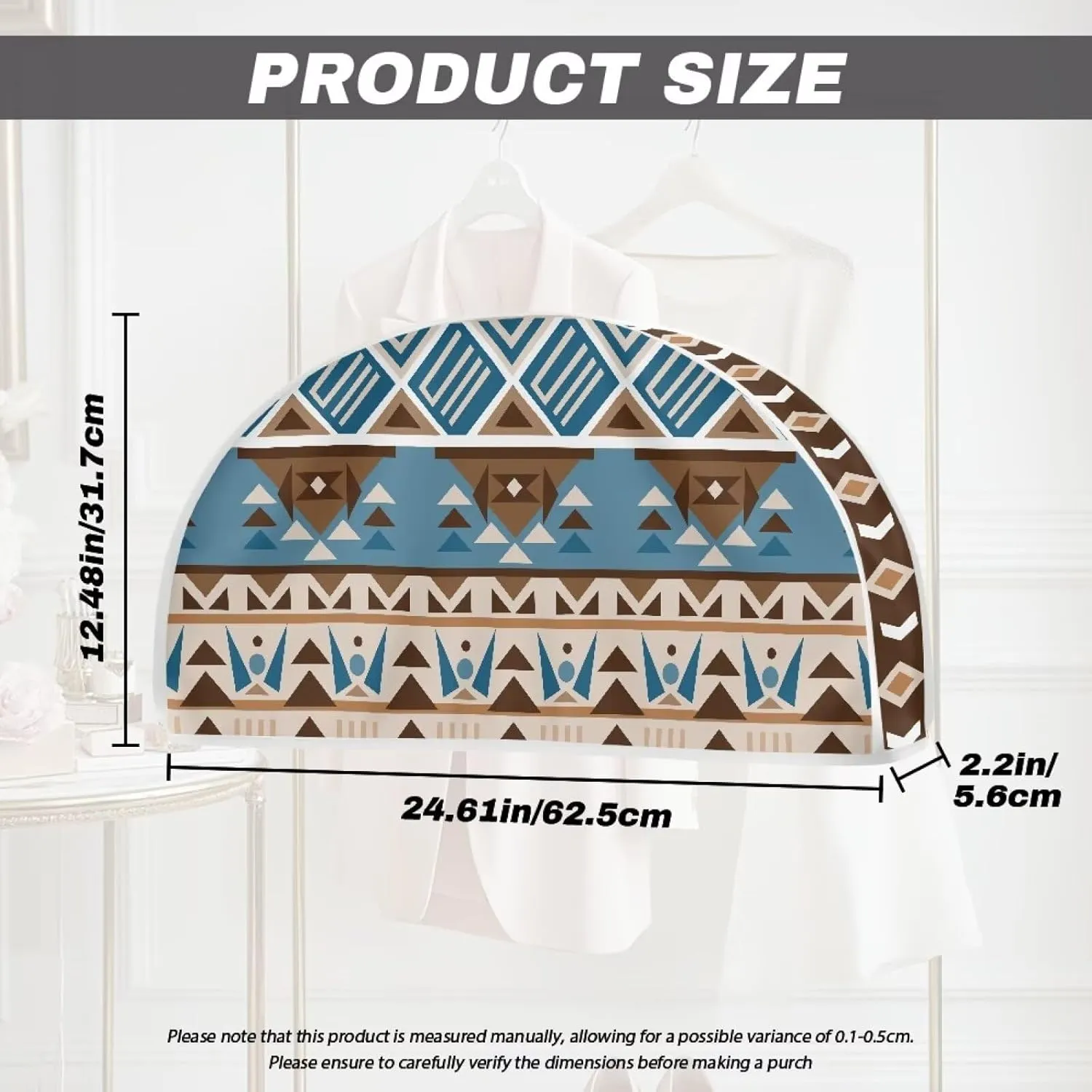 Babrukda Half Moon Clothes Dust Cover for Closet, Brown Southwestern Aztec Hanging Clothing Storage Bags for Dress, Suit, Coat, Shirts Travel Garment Bag for Farmhouse Decor, Cover Only