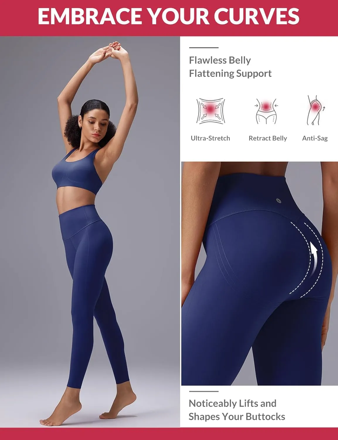 baleaf Sweatleaf Womens High Waisted Leggings, 25" Tummy Control Butt Lifting Yoga Workout Running Pants