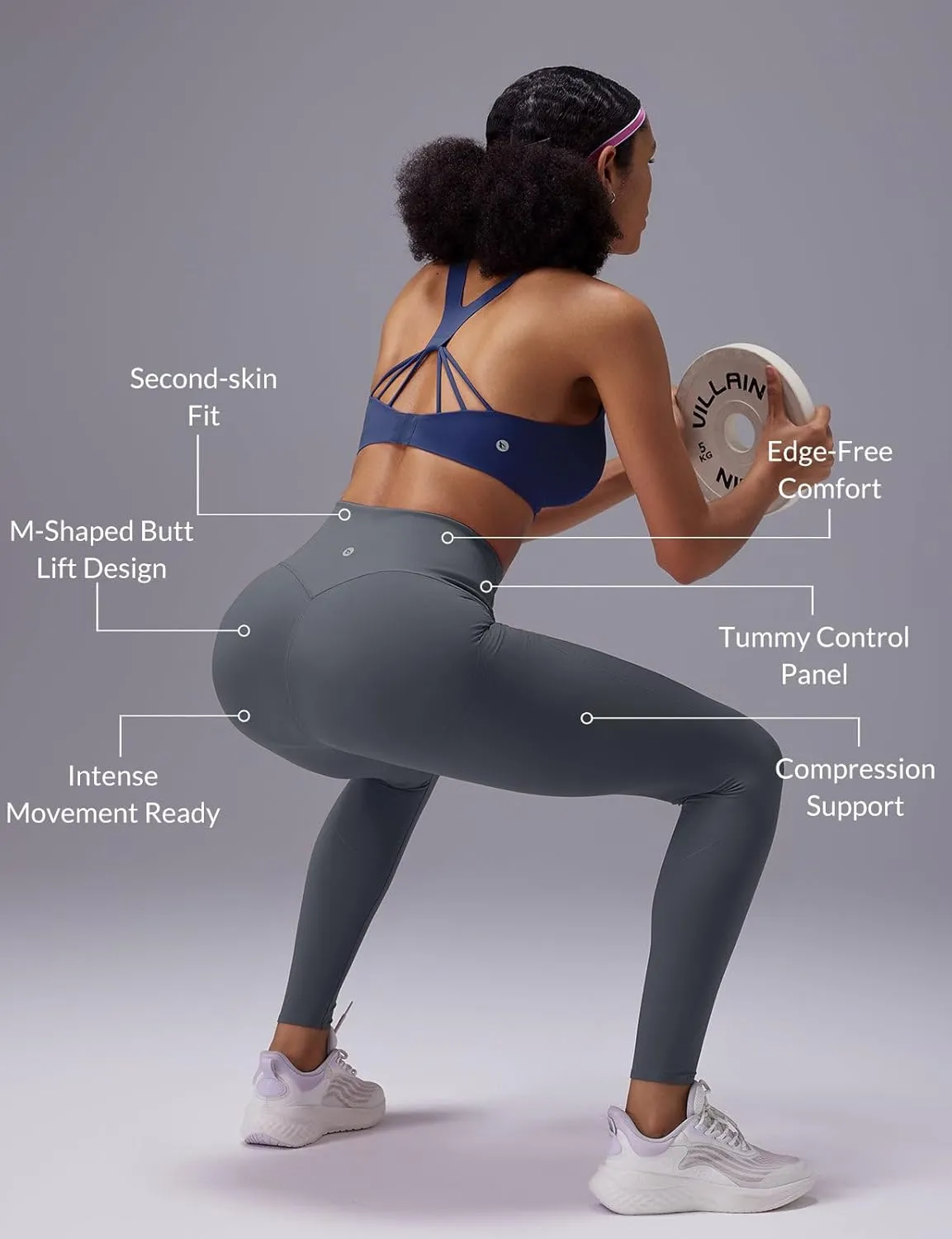 baleaf Sweatleaf Womens High Waisted Leggings, 25" Tummy Control Butt Lifting Yoga Workout Running Pants