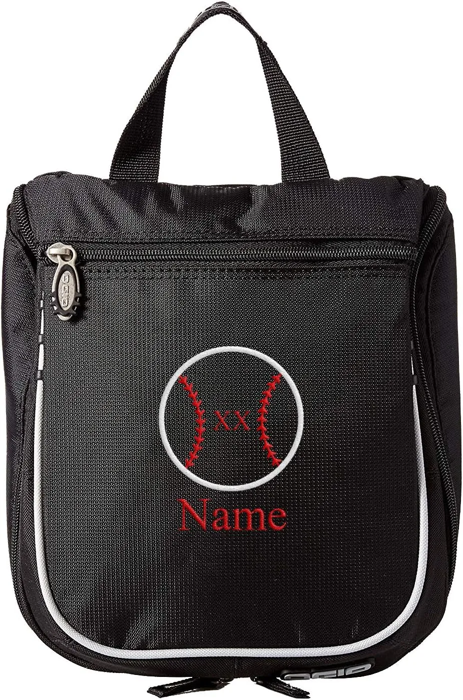 Baseball Toiletry Bag, Personalized Men's Shaving Kit, Hanging Travel Case