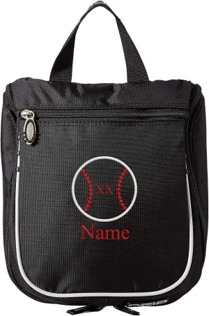 Baseball Toiletry Bag, Personalized Men's Shaving Kit, Hanging Travel Case