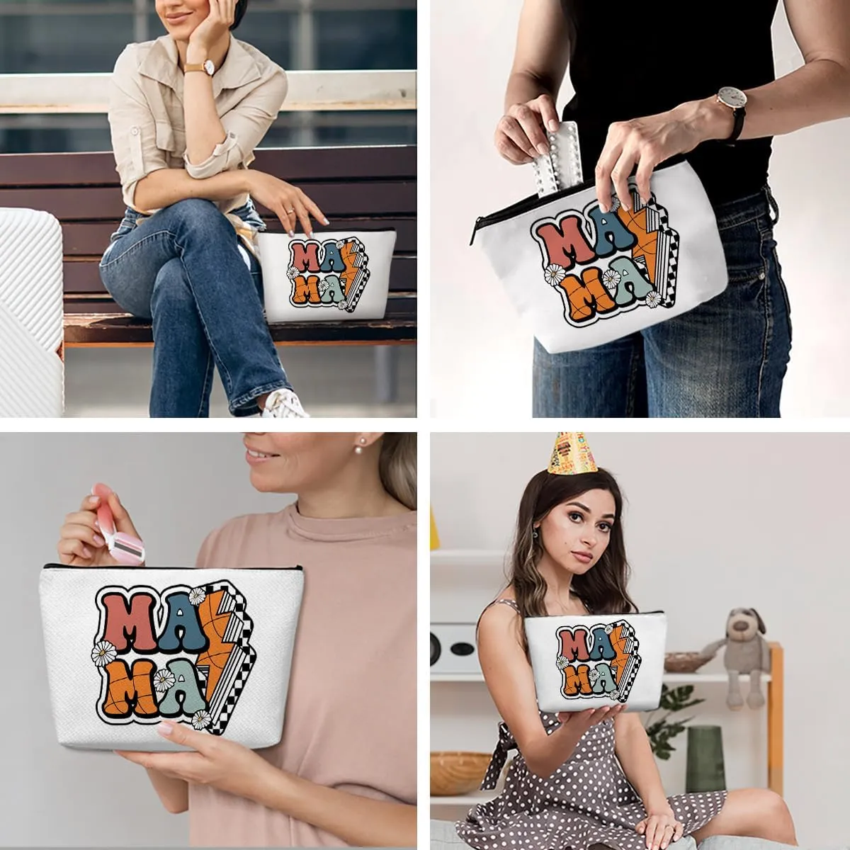 Basketball Mama Basketball Gifts Basketball Accessories Stuff Makeup Bag, Basketball Lover Gifts Cosmetic Bag for Women Sport Team Players Mom Mum Mother Mommy Mama Birthday Christmas Thank You Gifts