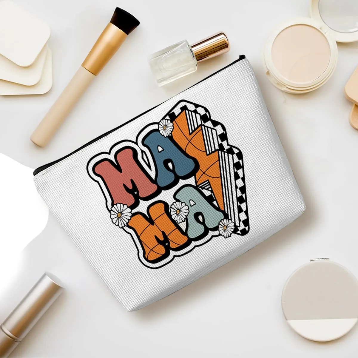 Basketball Mama Basketball Gifts Basketball Accessories Stuff Makeup Bag, Basketball Lover Gifts Cosmetic Bag for Women Sport Team Players Mom Mum Mother Mommy Mama Birthday Christmas Thank You Gifts