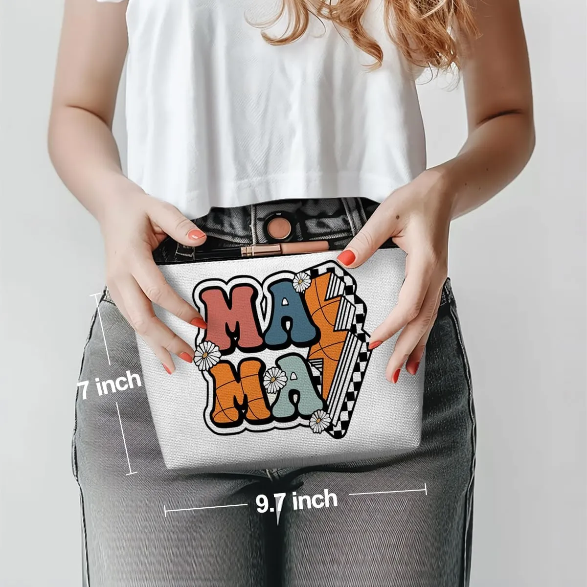 Basketball Mama Basketball Gifts Basketball Accessories Stuff Makeup Bag, Basketball Lover Gifts Cosmetic Bag for Women Sport Team Players Mom Mum Mother Mommy Mama Birthday Christmas Thank You Gifts