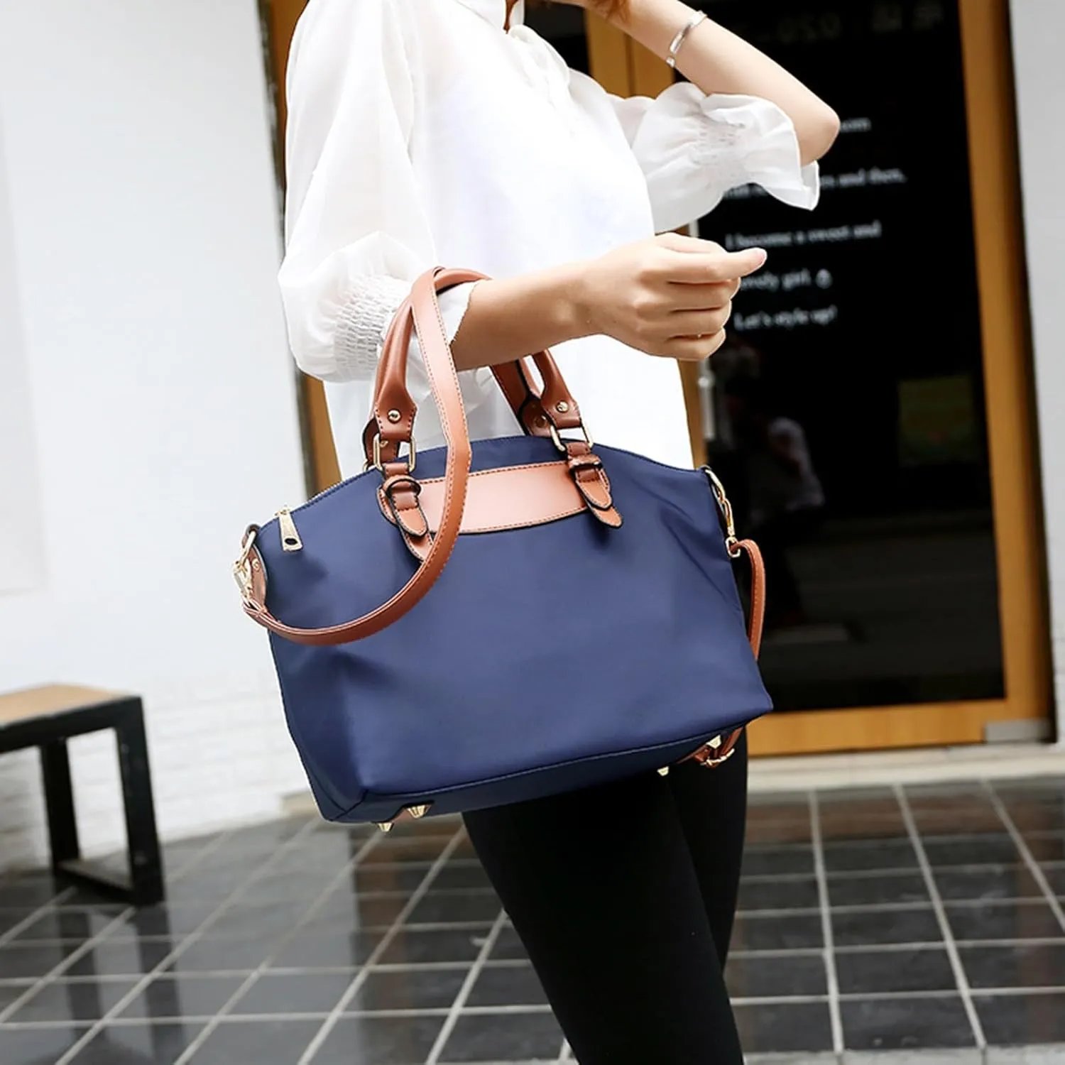 Beach Tote Bag 4 Packet Leather Solid Color Handbags Shoulder Bags Crossbody Hobo Bags Card Purse Work Travel Essential T
