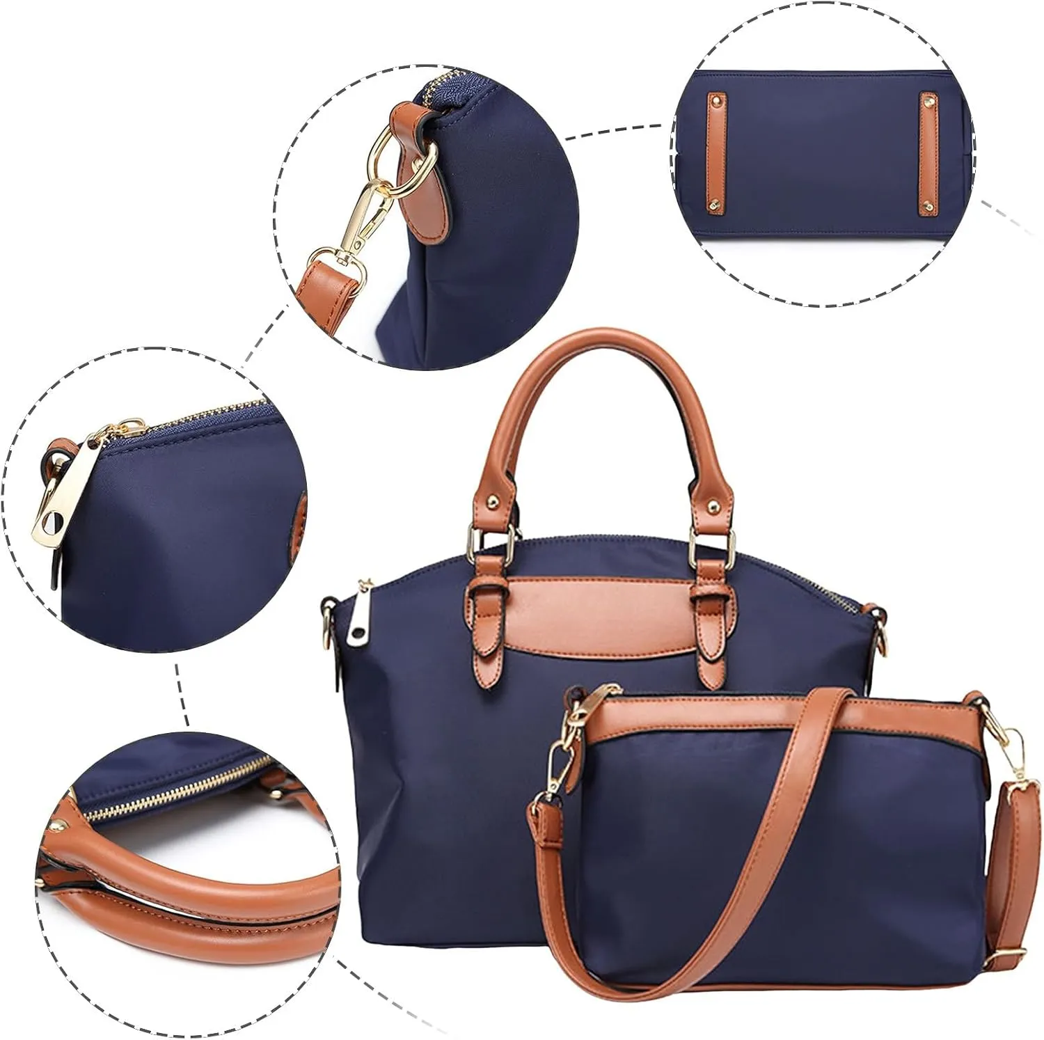 Beach Tote Bag 4 Packet Leather Solid Color Handbags Shoulder Bags Crossbody Hobo Bags Card Purse Work Travel Essential T