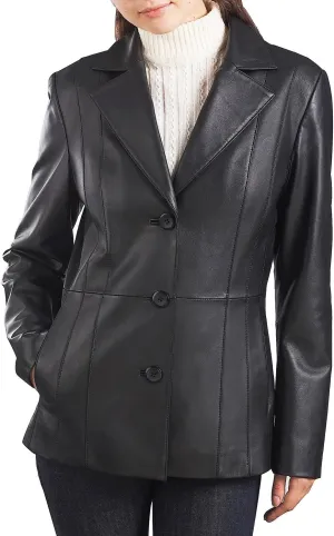 BGSD Women Crystal Lambskin Leather Blazer Jacket (Also available in Plus Size & Petite)