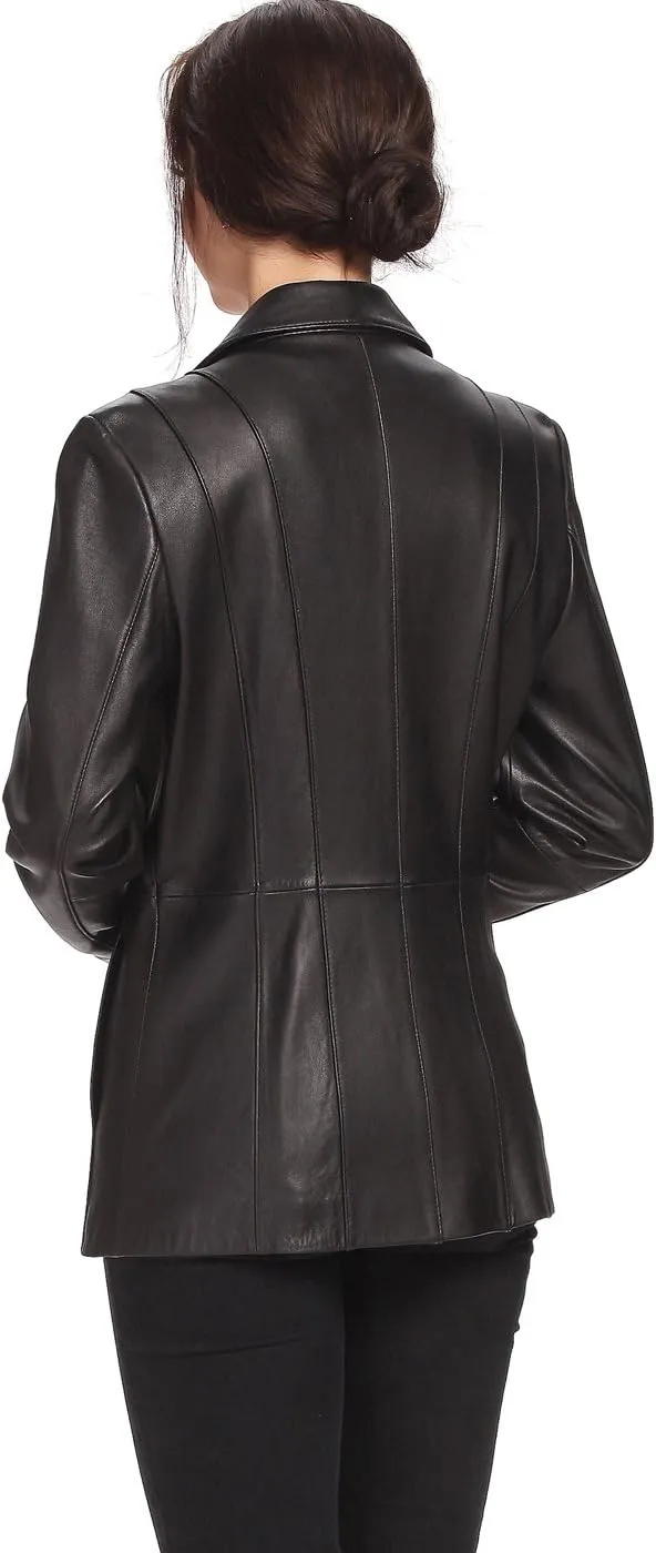 BGSD Women Crystal Lambskin Leather Blazer Jacket (Also available in Plus Size & Petite)