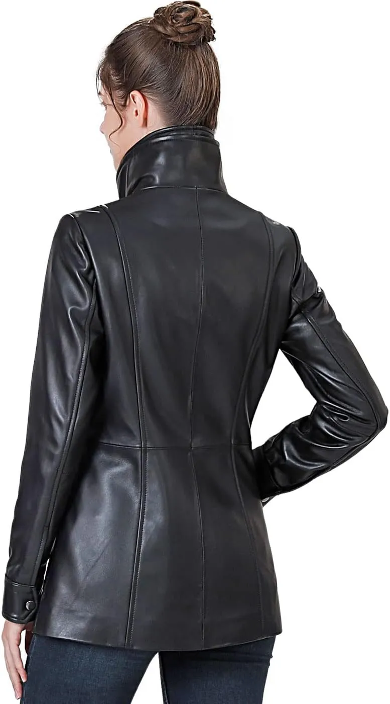 BGSD Women Kara Lambskin Leather Scuba Jacket (Also available in Plus Size & Petite)