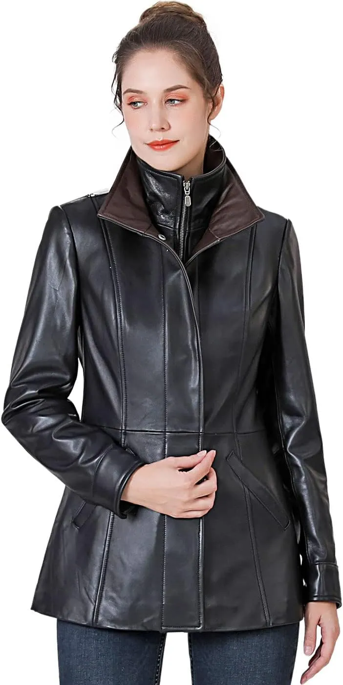 BGSD Women Kara Lambskin Leather Scuba Jacket (Also available in Plus Size & Petite)