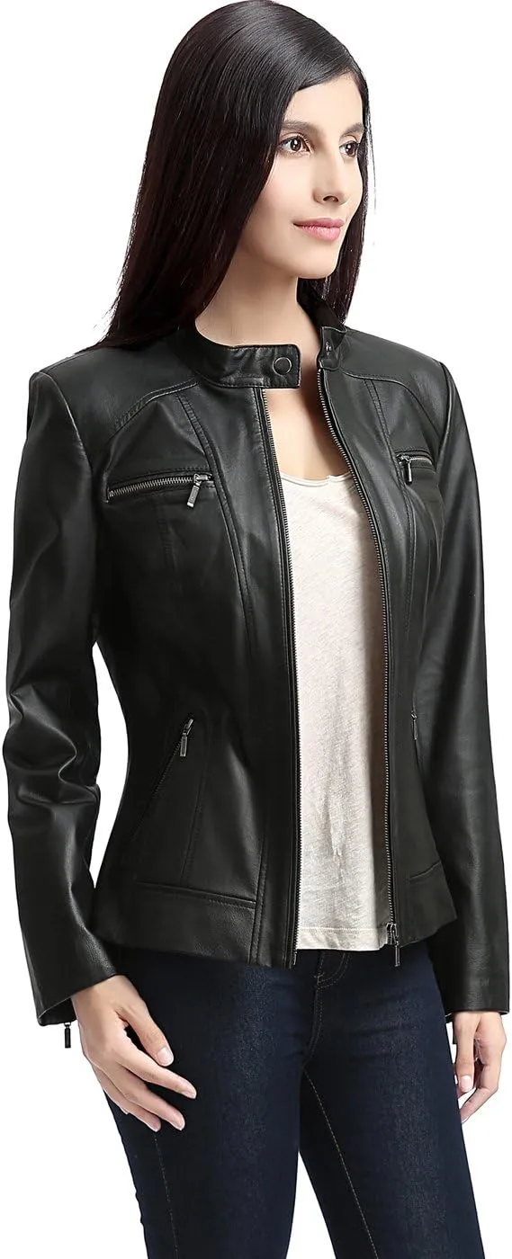 BGSD Women Mila Lambskin Leather Jacket (Also available in Plus Size & Petite)