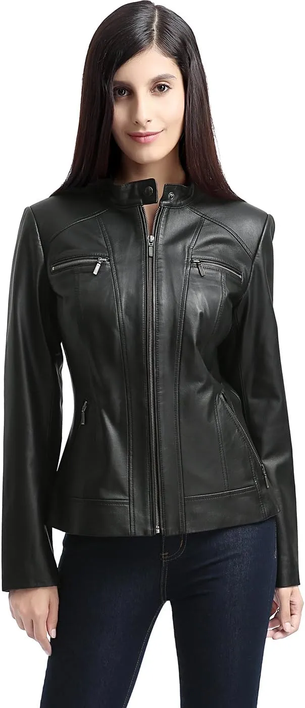 BGSD Women Mila Lambskin Leather Jacket (Also available in Plus Size & Petite)