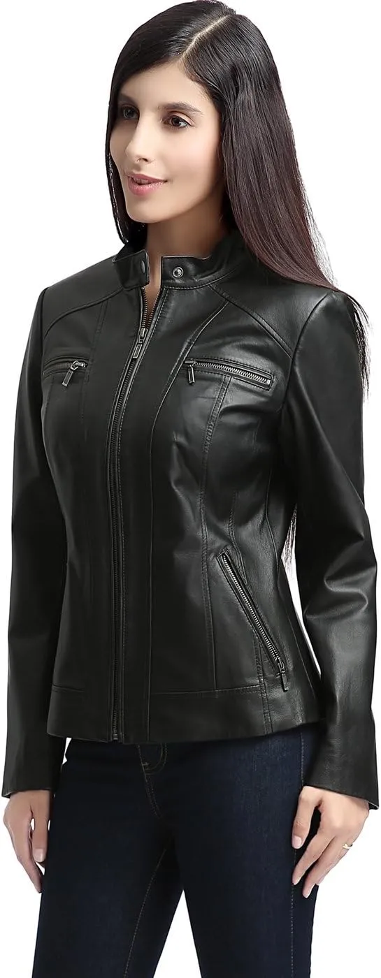 BGSD Women Mila Lambskin Leather Jacket (Also available in Plus Size & Petite)