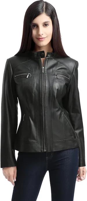BGSD Women Mila Lambskin Leather Jacket (Also available in Plus Size & Petite)