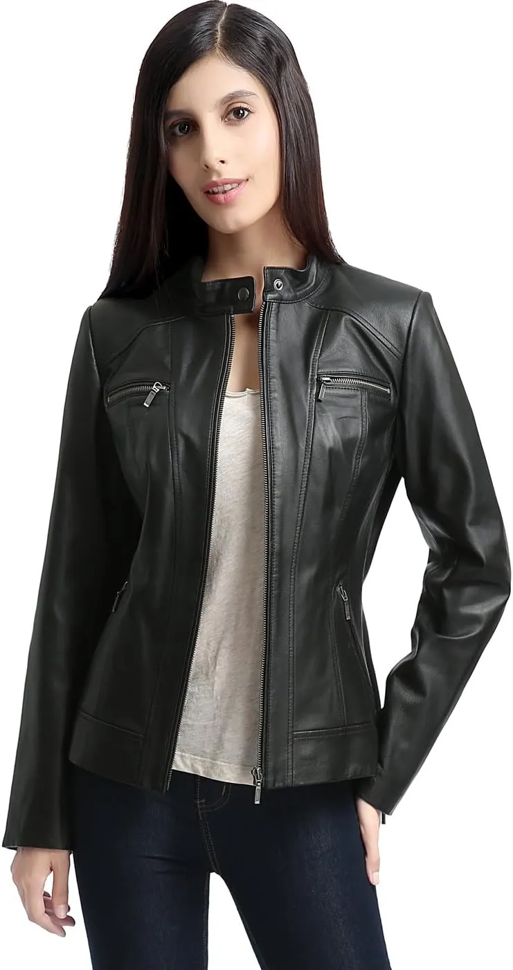 BGSD Women Mila Lambskin Leather Jacket (Also available in Plus Size & Petite)