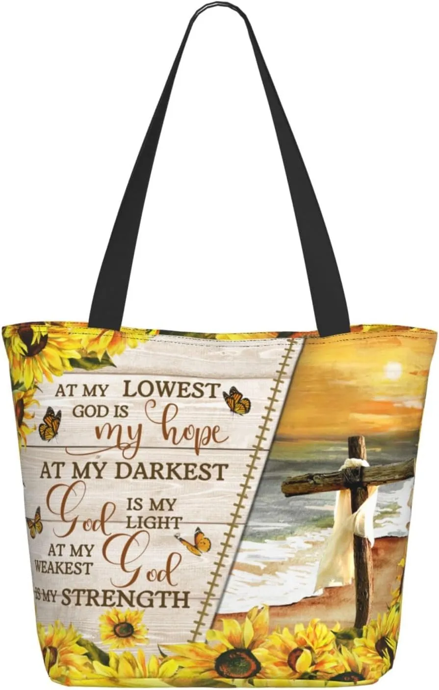 Bible Tote Bags For Women Christian Tote Bag Religious Grocery Bag With Zipper For Mothers Day Church Gifts