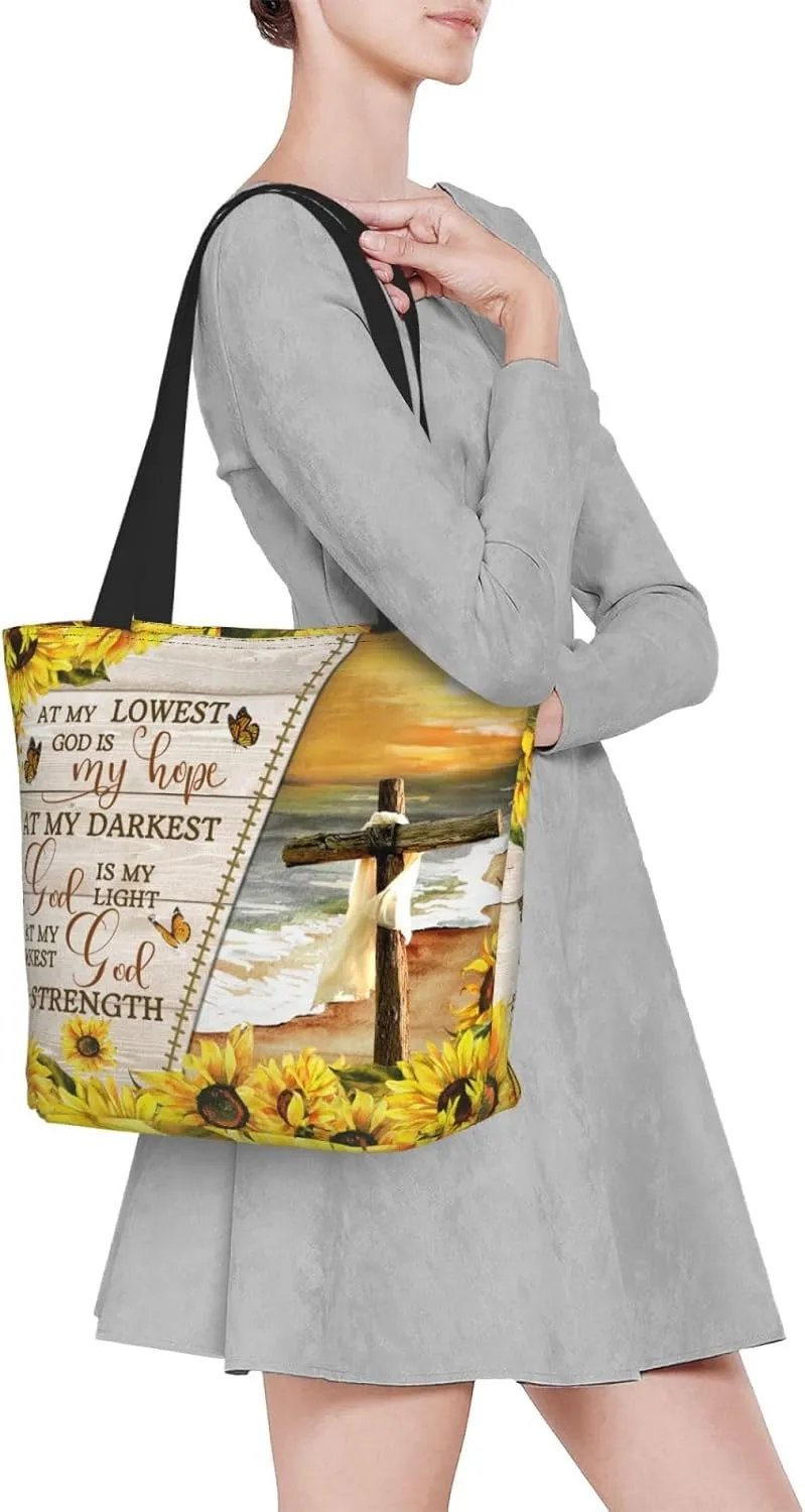 Bible Tote Bags For Women Christian Tote Bag Religious Grocery Bag With Zipper For Mothers Day Church Gifts