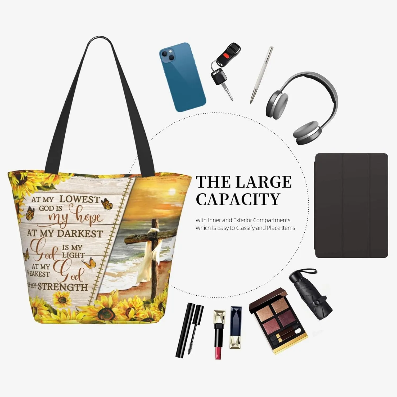 Bible Tote Bags For Women Christian Tote Bag Religious Grocery Bag With Zipper For Mothers Day Church Gifts