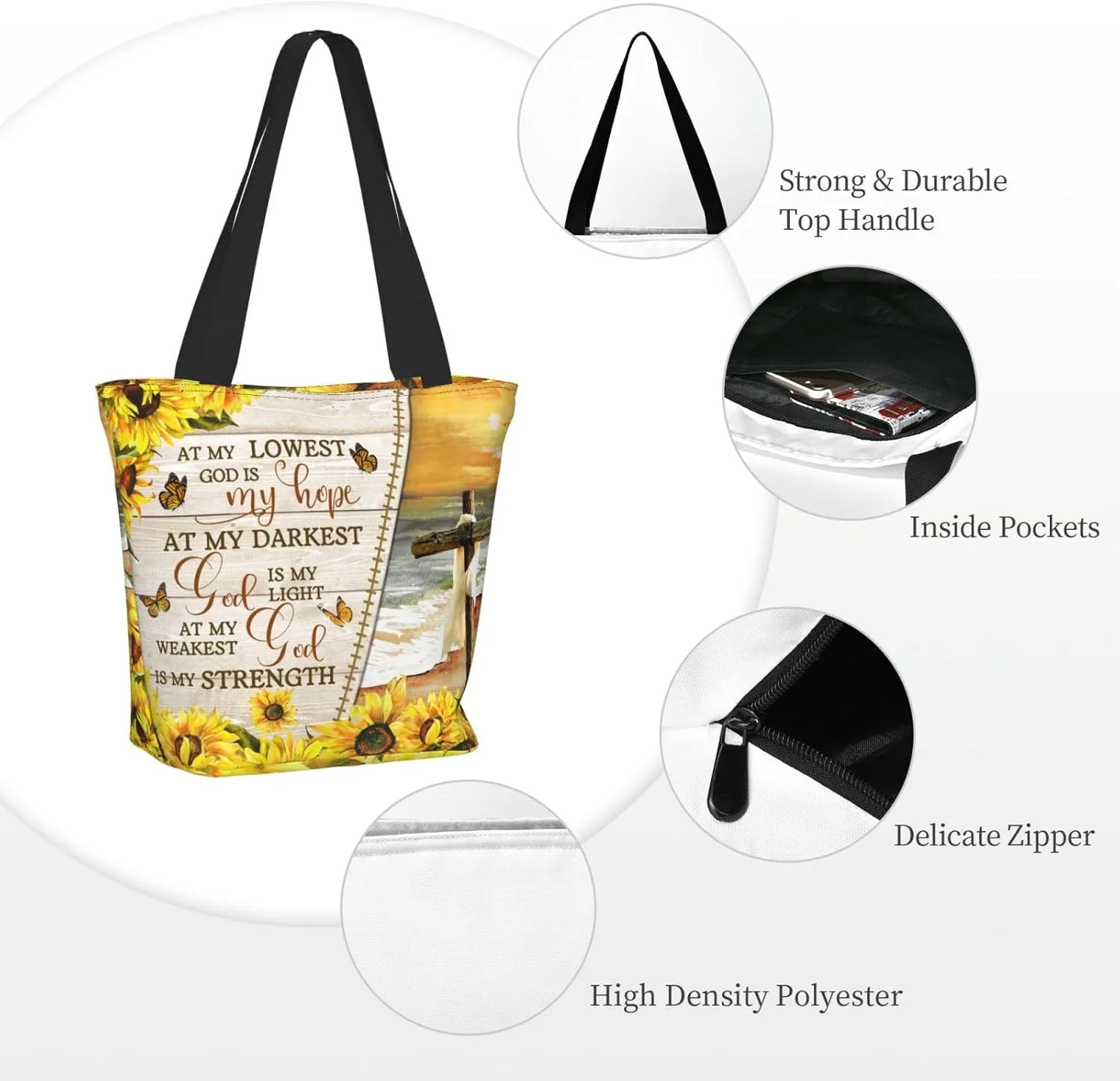 Bible Tote Bags For Women Christian Tote Bag Religious Grocery Bag With Zipper For Mothers Day Church Gifts